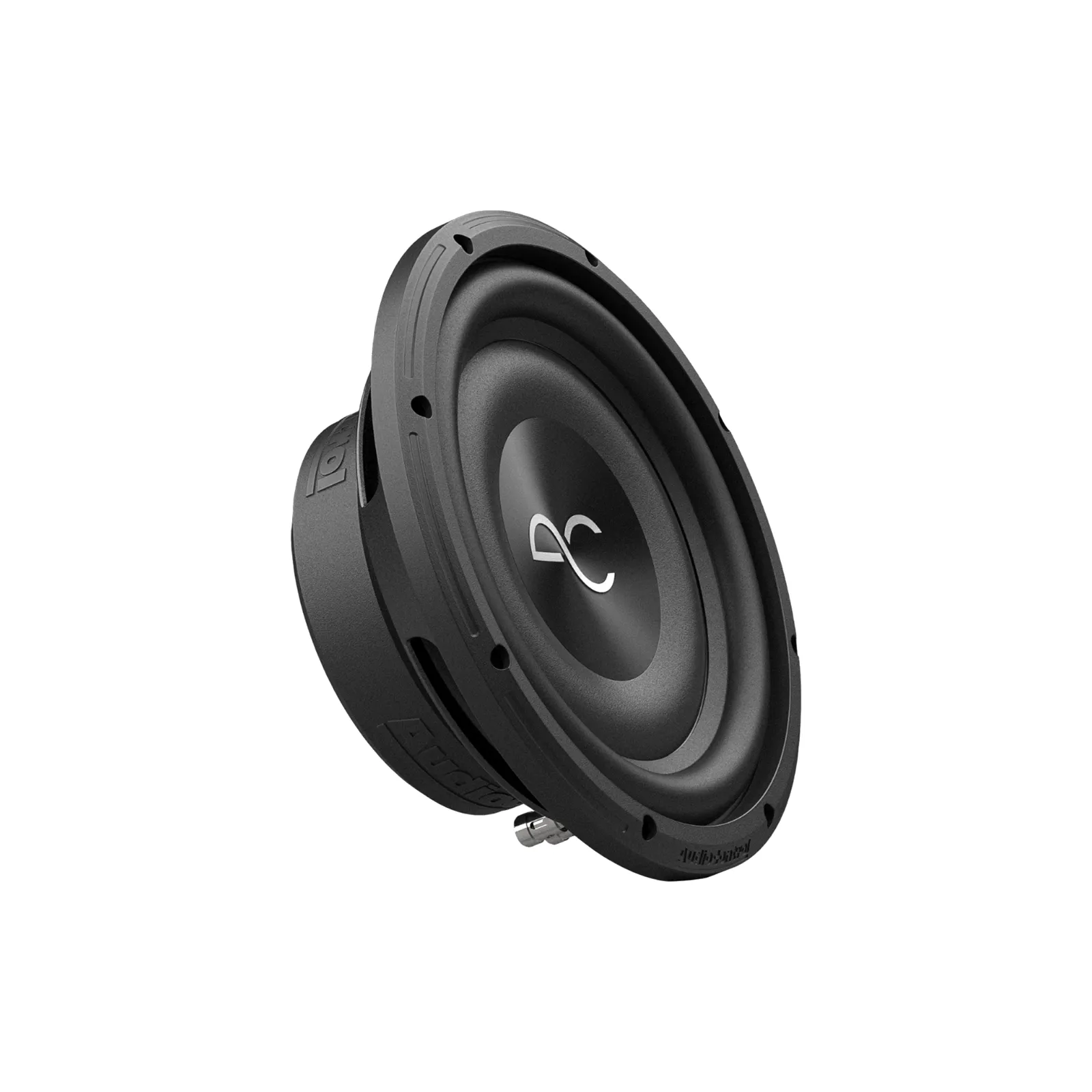 AudioControl Space Series low-profile shallow-mount subwoofer, angled view