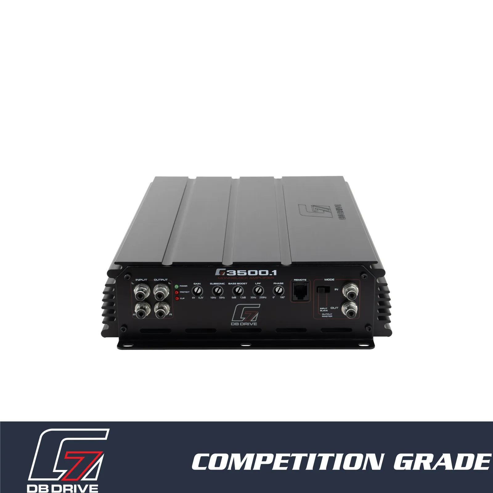 DB Drive G7 3500.1 Class D monoblock amplifier, signal end with RCA inputs and controls