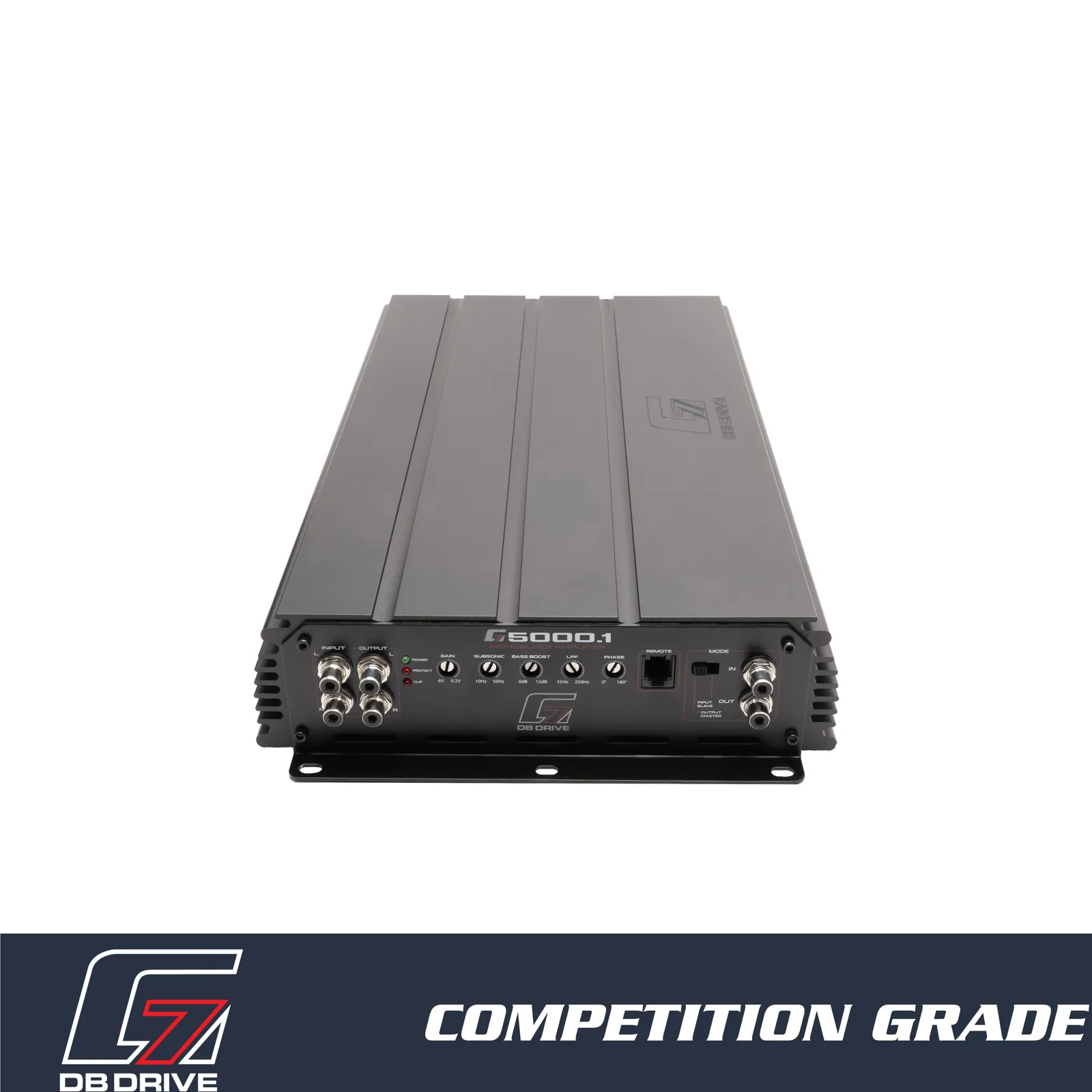 DB Drive G7 5000.1 Class D monoblock amplifier, signal end with RCA inputs, controls and remote port