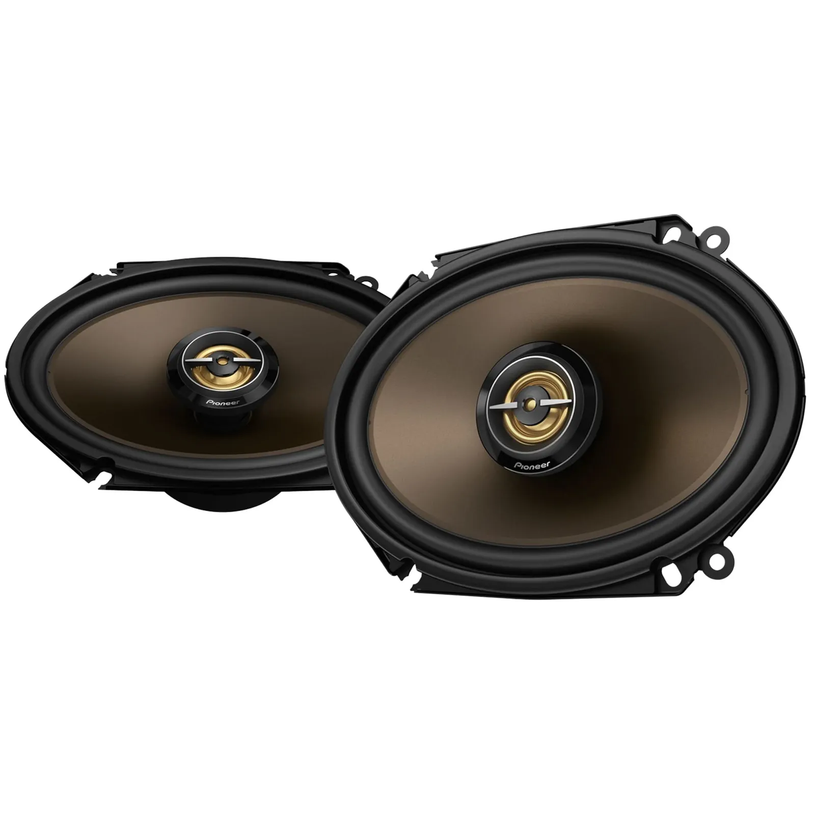 Pair of Pioneer 6x8 coaxial car speakers with gold center tweeters