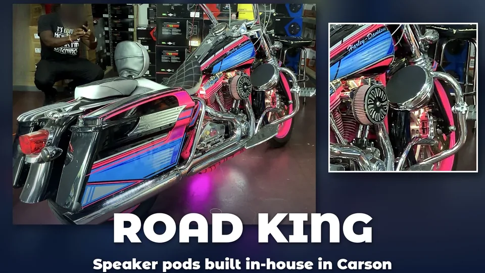 Road King con bocinas AMS hechas en Carson
