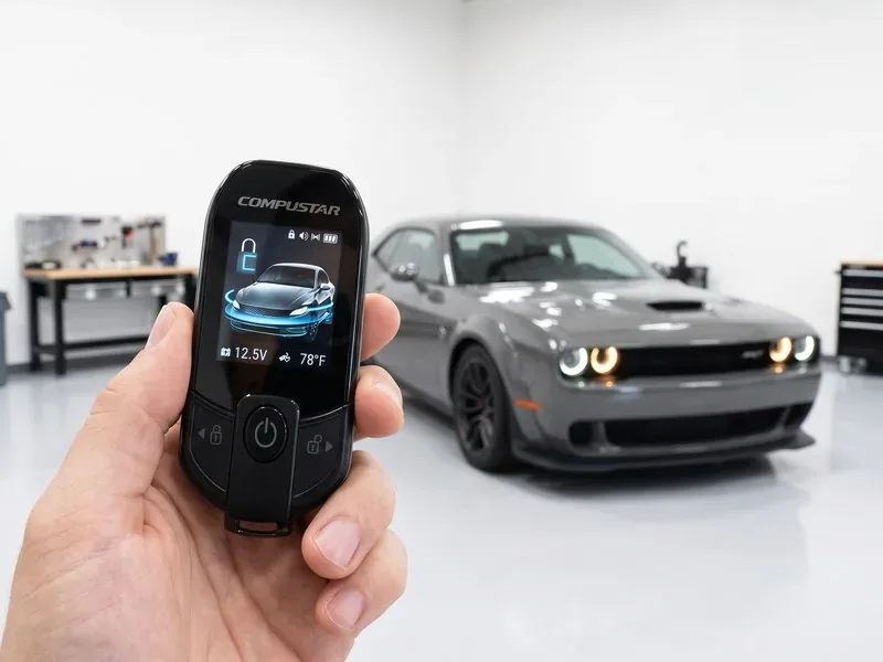Control remoto Compustar con un Dodge Challenger gris