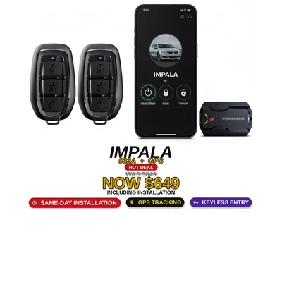 Chevrolet Impala con Compustar 932A + GPS: Arranque remoto, Rastreo GPS, Entrada sin llave. Oferta $649 con instalación incluida, antes $849