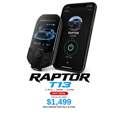 Ford F-150 Raptor con Compustar T13: Alcance de 3 millas, App DroneMobile, Alarma. Oferta $1,499 con instalación incluida, antes $1,899
