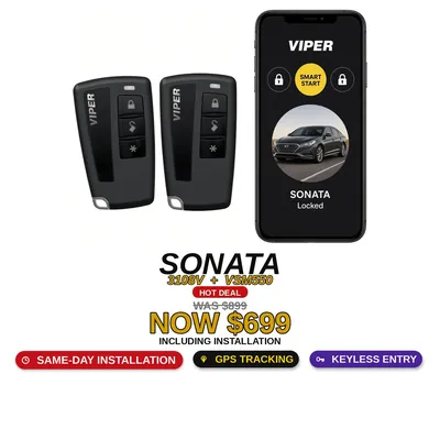 Hyundai Sonata con Viper 3108V + VSM550: Entrada sin llave, Rastreo GPS SmartStart, Alarma. Oferta $699 con instalación incluida, antes $899