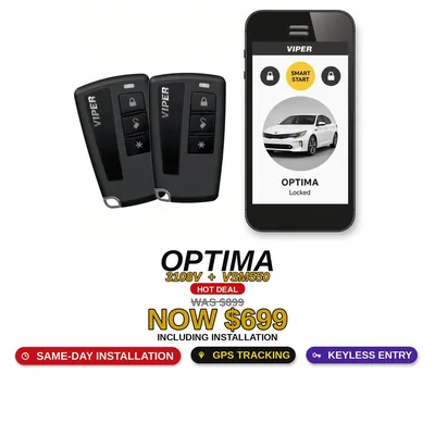 Kia Optima con Viper 3108V + VSM550: Entrada sin llave, Rastreo GPS SmartStart, Alarma. Oferta $699 con instalación incluida, antes $899
