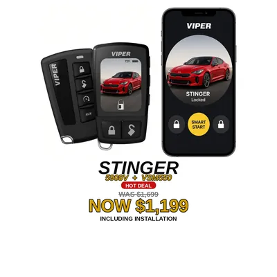 Kia Stinger con Viper 5908V + VSM550: Control LCD de 2 vías, App SmartStart, Alarma. Oferta $1,199 con instalación incluida, antes $1,699