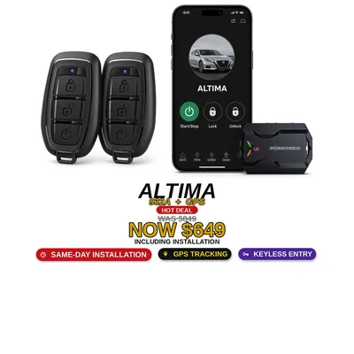 Nissan Altima with the Compustar 932A + GPS: Remote start, GPS tracking, Keyless entry. Hot deal $649 including installation, was $849
