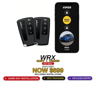 Subaru WRX con Viper 3108V + VSM550: Entrada sin llave, Rastreo GPS SmartStart, Alarma. Oferta $699 con instalación incluida, antes $899