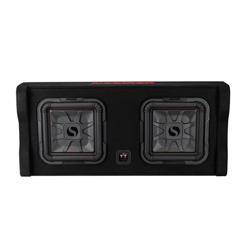 Kicker 49DL7TDF122 Dual 12-inch L7T Down-Firing Loaded Enclosure, official product photo, sold and installed at Audio MotorSports in Carson