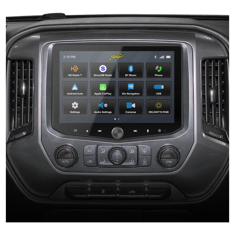 Stinger HORIZON10 RB10GM14X 10-inch Radio Kit for 2014–2018 Chevy Silverado/GMC Sierra, official product photo, sold and installed at Audio MotorSports in Carson