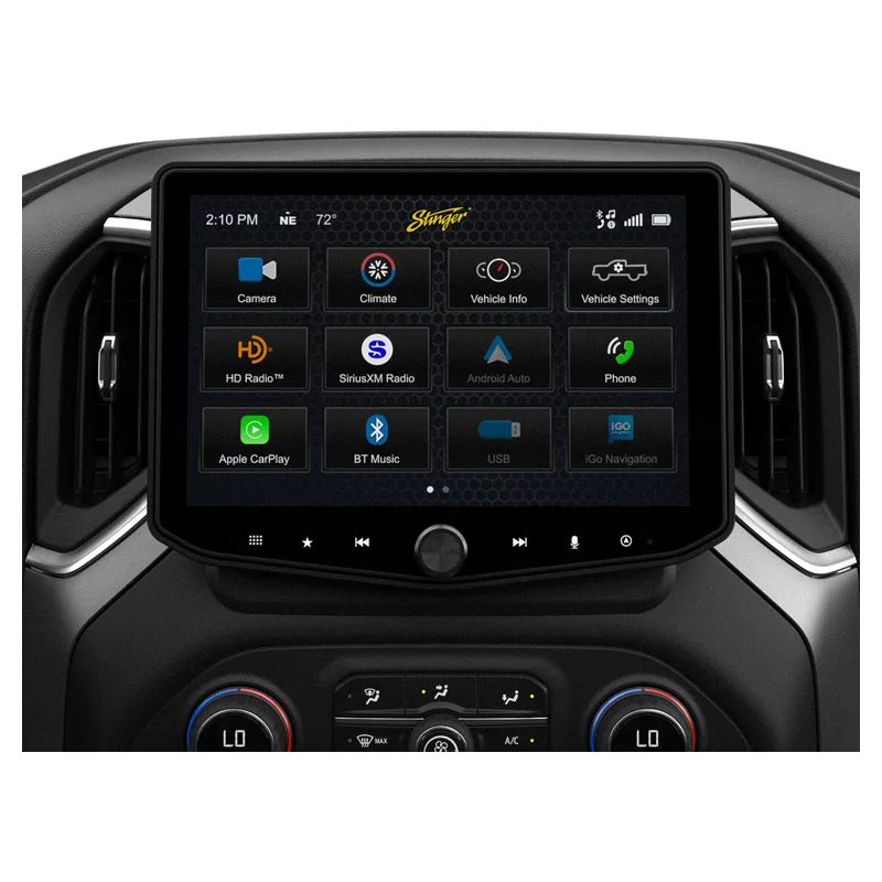 Stinger HORIZON10 RB10GM19X 10-inch Radio Kit for 2019–2023 Chevy Silverado/GMC Sierra, official product photo, sold and installed at Audio MotorSports in Carson