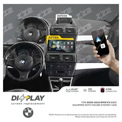 Pantalla ZZ-2 DIZZPLAY DZZ-CIC-X3-E83-10-UHD de 10.25 pulgadas para BMW X3 (E83) CIC 2009–2010