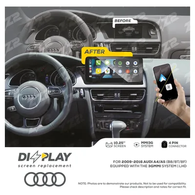 ZZ-2 DZZ-MMI3G-A4-A5-B8-10-LHD 10.25-inch DIZZPLAY Screen for 2009–2016 Audi A4/S4/A5/S5 (B8/8T/8F) 3G MMI