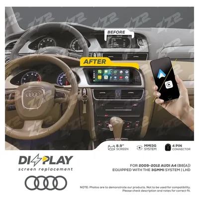 ZZ-2 DZZ-MMI3G-A4-B8A-8-LHD 8.9-inch DIZZPLAY Screen for 2009–2012 Audi A4/S4 (B8 early) 3G MMI