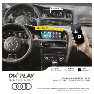 ZZ-2 DZZ-MMI3G-A4-B8B-8-LHD 8.9-inch DIZZPLAY Screen for 2013–2016 Audi A4/S4 (B8 late) 3G MMI