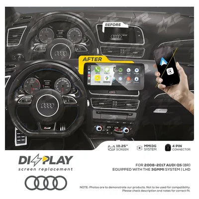 ZZ-2 DZZ-MMI3G-Q5-8R-10-LHD 10.25-inch DIZZPLAY Screen for 2008–2017 Audi Q5 (8R) 3G MMI