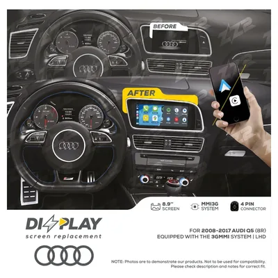 ZZ-2 DZZ-MMI3G-Q5-8R-8-LHD 8.9-inch DIZZPLAY Screen for 2008–2017 Audi Q5 (8R) 3G MMI