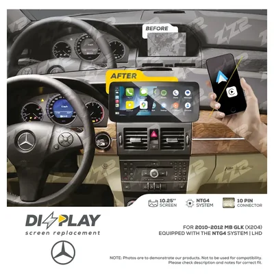 ZZ-2 DZZ-NTG4-GLK-X204-10-LHD 10.25-inch DIZZPLAY Screen for 2010–2012 Mercedes-Benz GLK (X204) NTG4
