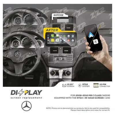 ZZ-2 DZZ-NTG4ID-C-W204-10-UHD 10.25-inch DIZZPLAY Screen for 2008–2010 Mercedes-Benz C-Class (W204) NTG4 with in-dash screen