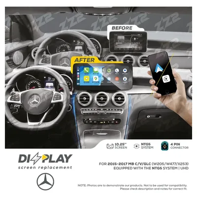 ZZ-2 DZZ-NTG5-C-V-GLC-10-UHD 10.25-inch DIZZPLAY Screen for 2015–2019 Mercedes-Benz C/V/GLC (W205/W477/X253) NTG5