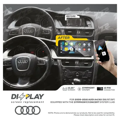 ZZ-2 DZZ-SYM-A4-A5-B8-10-LHD 10.25-inch DIZZPLAY Screen for 2009–2016 Audi A4/S4/A5/S5 (B8/8T/8F) Symphony/Concert