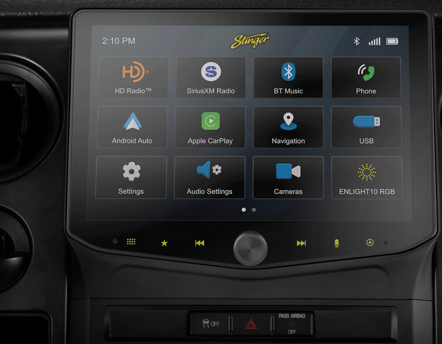 Stinger Horizon10 10 inch radio installed in a Ford F-150
