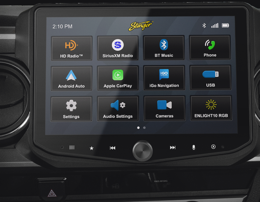 Stinger Horizon10 10 inch radio installed in a Toyota Tacoma