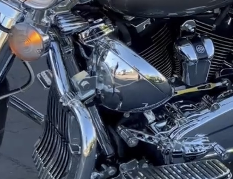 Harley-Davidson bagger in the Carson shop