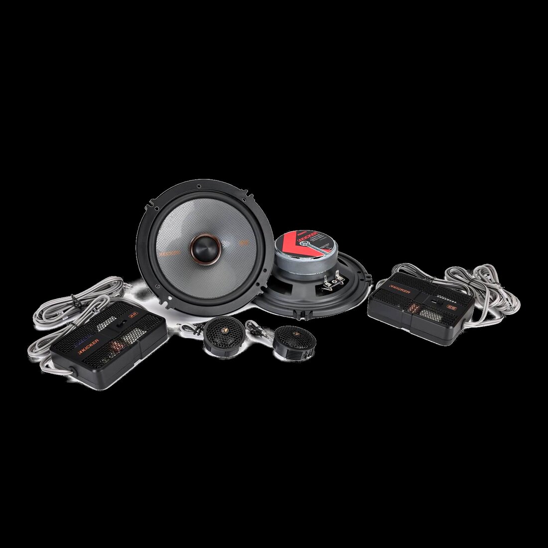 Component speaker set with tweeters and crossovers