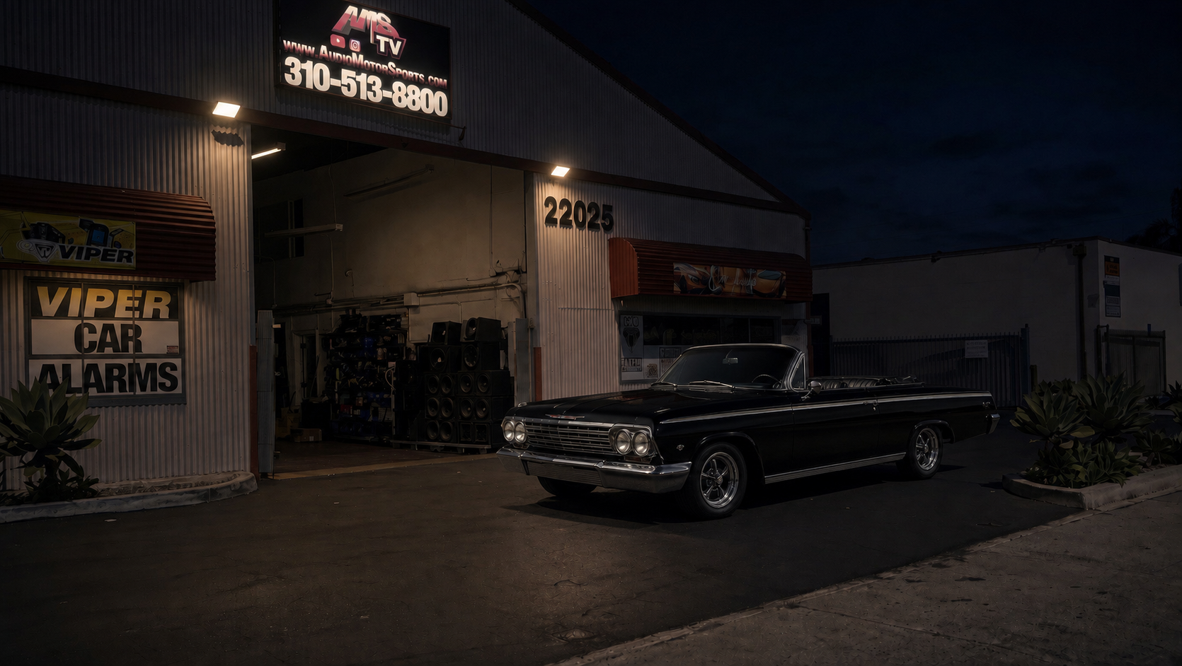 Impala en el lote del taller de LA Car Alarm