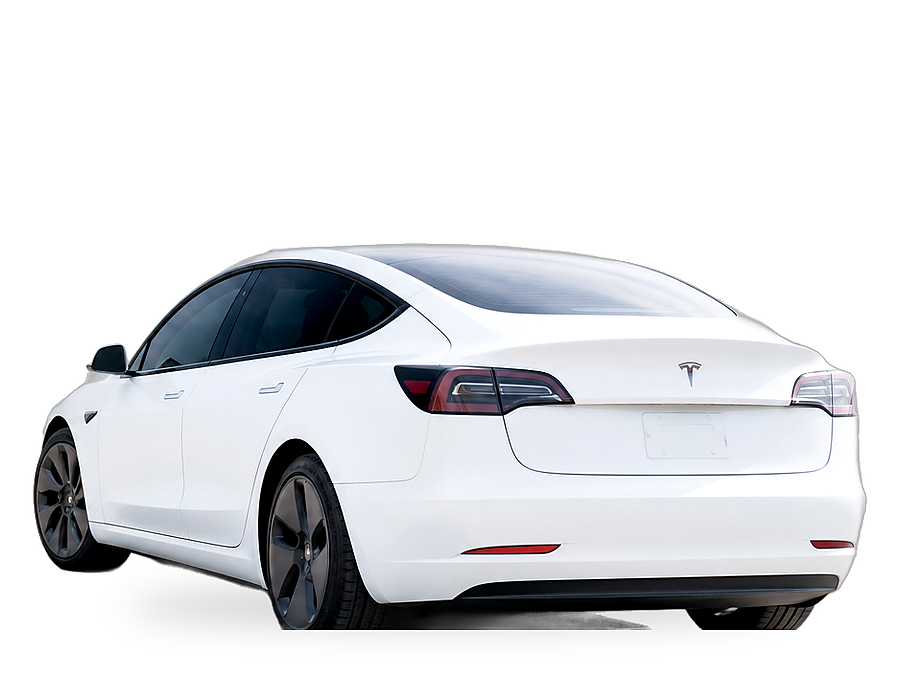 Tesla Model 3 blanco con polarizado Solar Ceramic en los cuatro vidrios de puerta y los dos vidrios de bolsillo